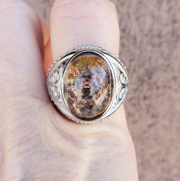 New Yellow Phantom Quartz Adjustable 925 Silver Ring. - Picture 14 of 14